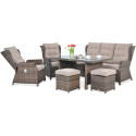 BALTIMORE DINING SET + BROWN PUFFS