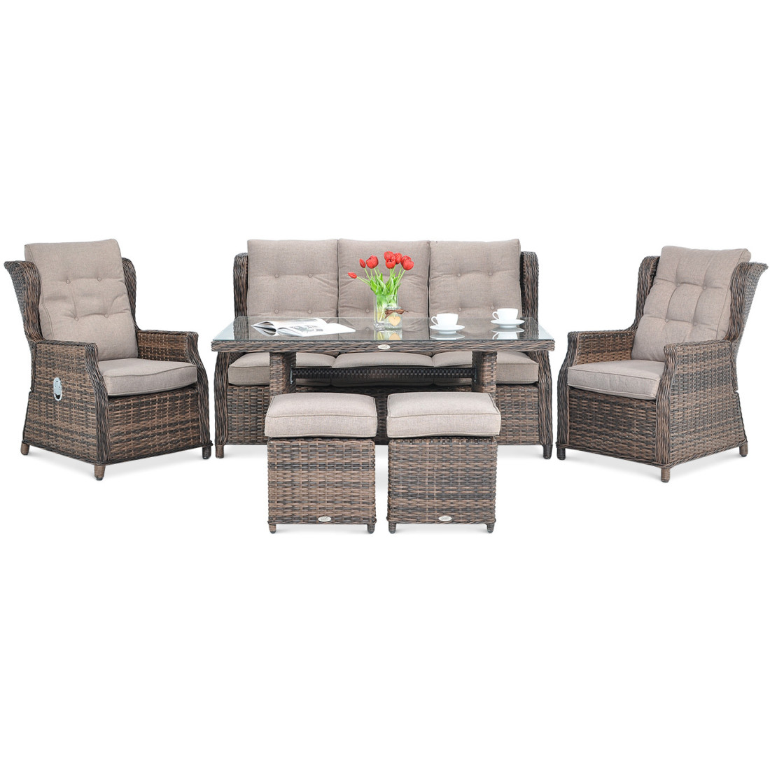 Meble Technorattanowe Baltimore Dining Pufy