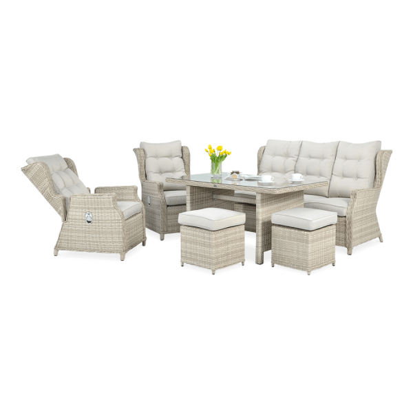 BALTIMORE DINING SET + BEIGE PUFFS