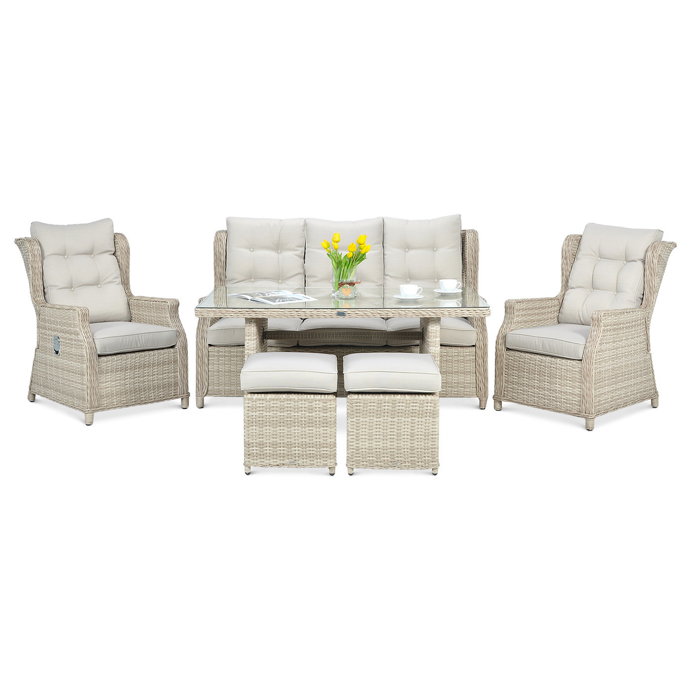 BALTIMORE DINING ZESTAW+PUFY BEIGE