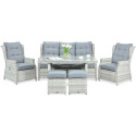 BALTIMORE DINING SET + PUFFS WHITE GREY