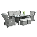 BALTIMORE DINING SET + PUFFS DARK GREY