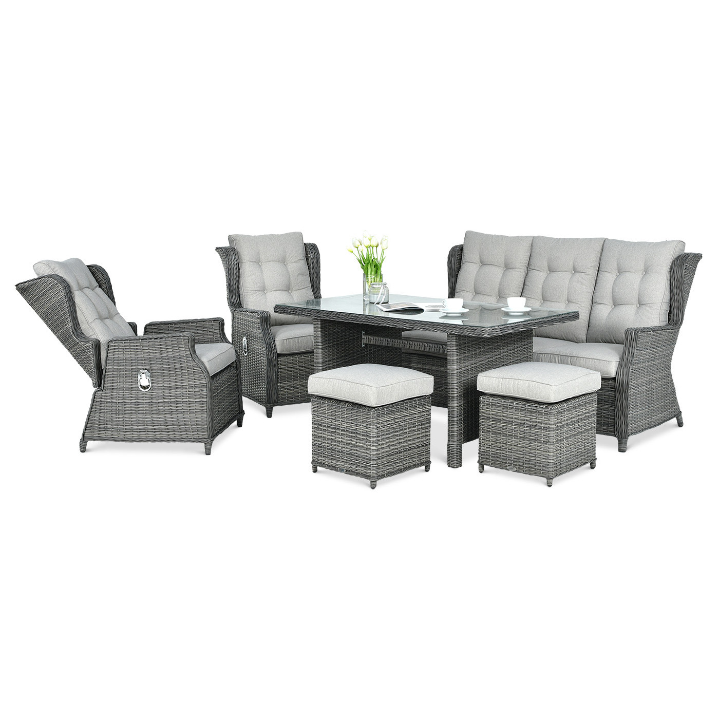 BALTIMORE DINING ZESTAW+PUFY DARK GREY
