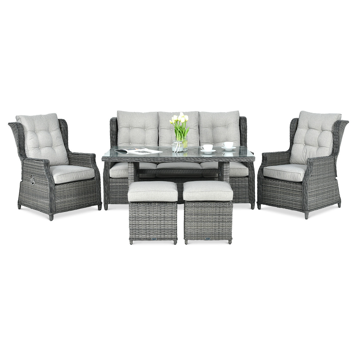 BALTIMORE DINING ZESTAW+PUFY DARK GREY