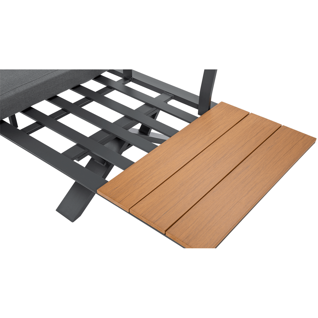 Zbliżenie na dodatkową półkę zamontowaną w narożniku SORRENTO WOOD