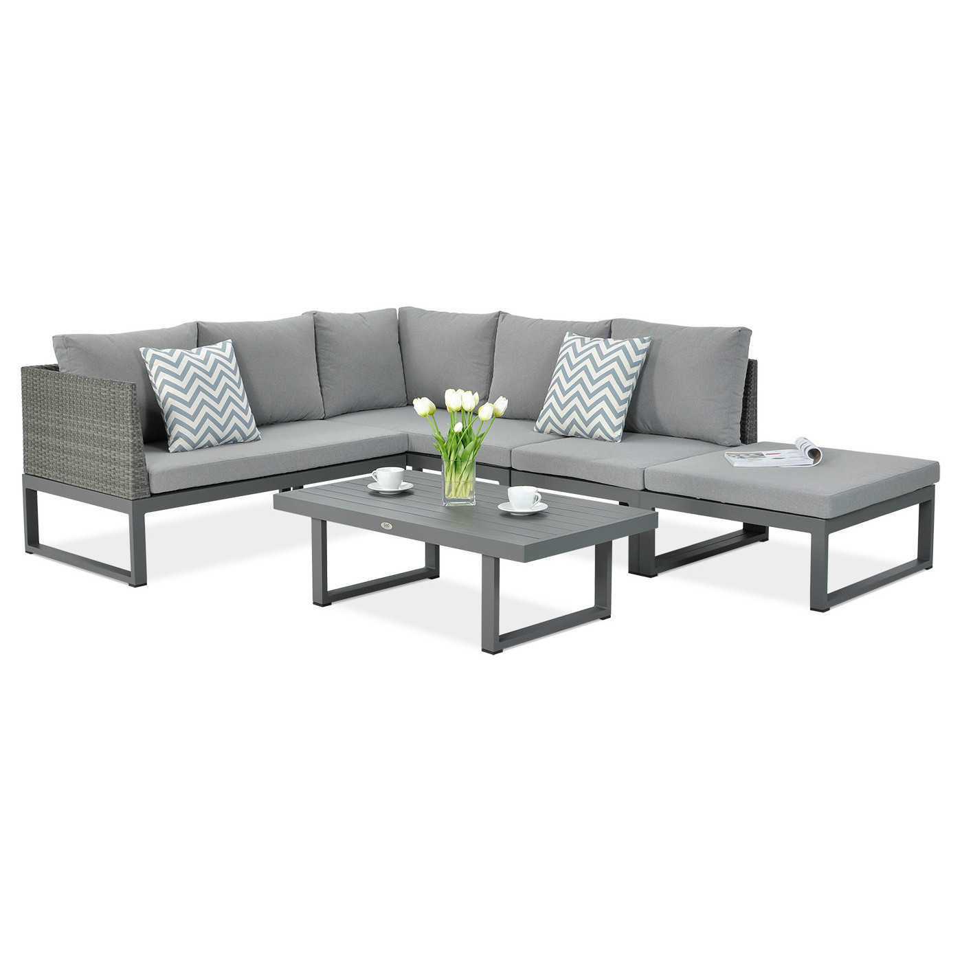 Narożnik ogrodowy davos grey wraz z stołem