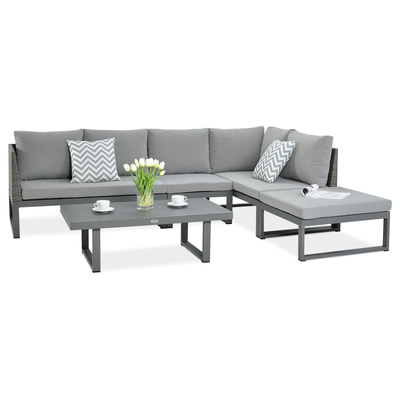 Widok z przodu na narożnik ogrodowy davos grey