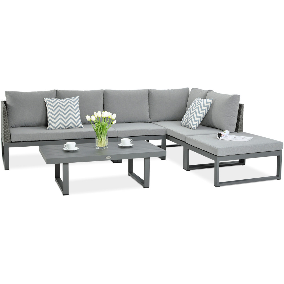 Widok z przodu na narożnik ogrodowy davos grey