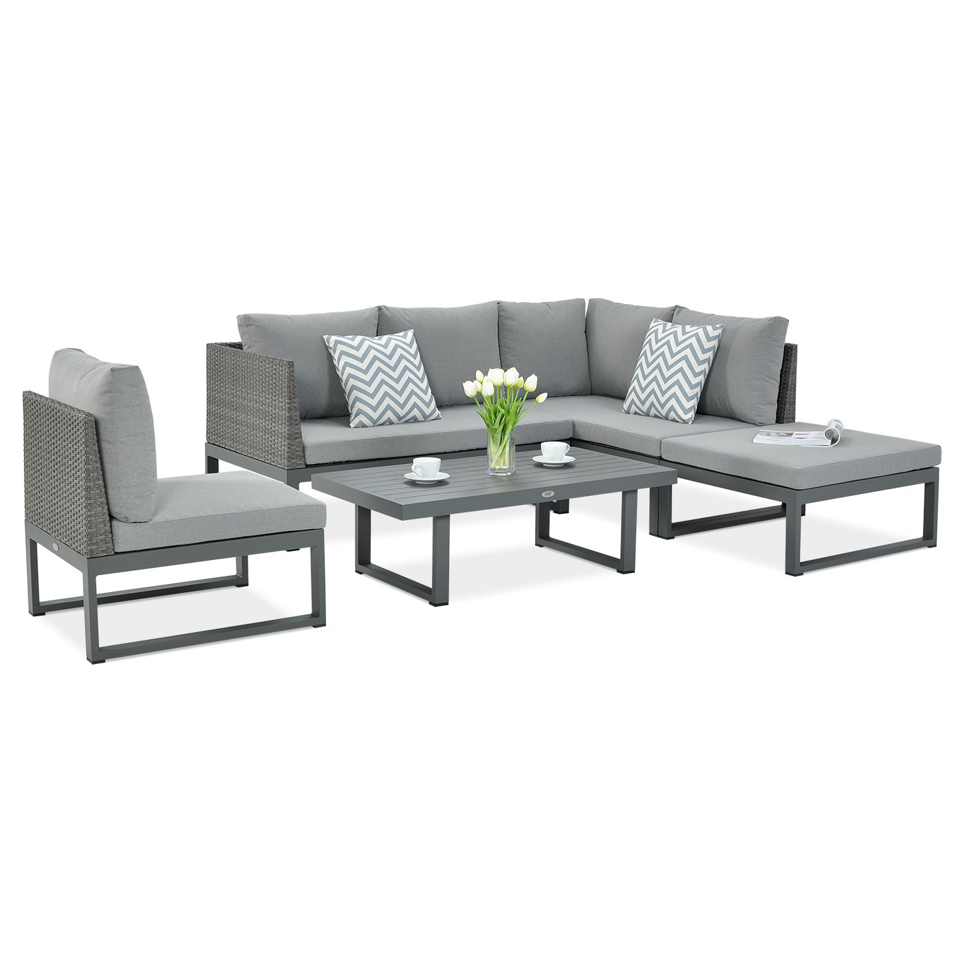 Narożnik ogrodowy davos grey z fotelem