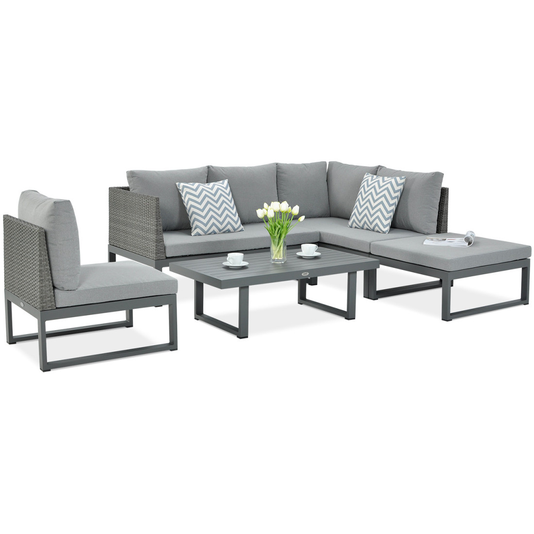 Narożnik ogrodowy davos grey z fotelem