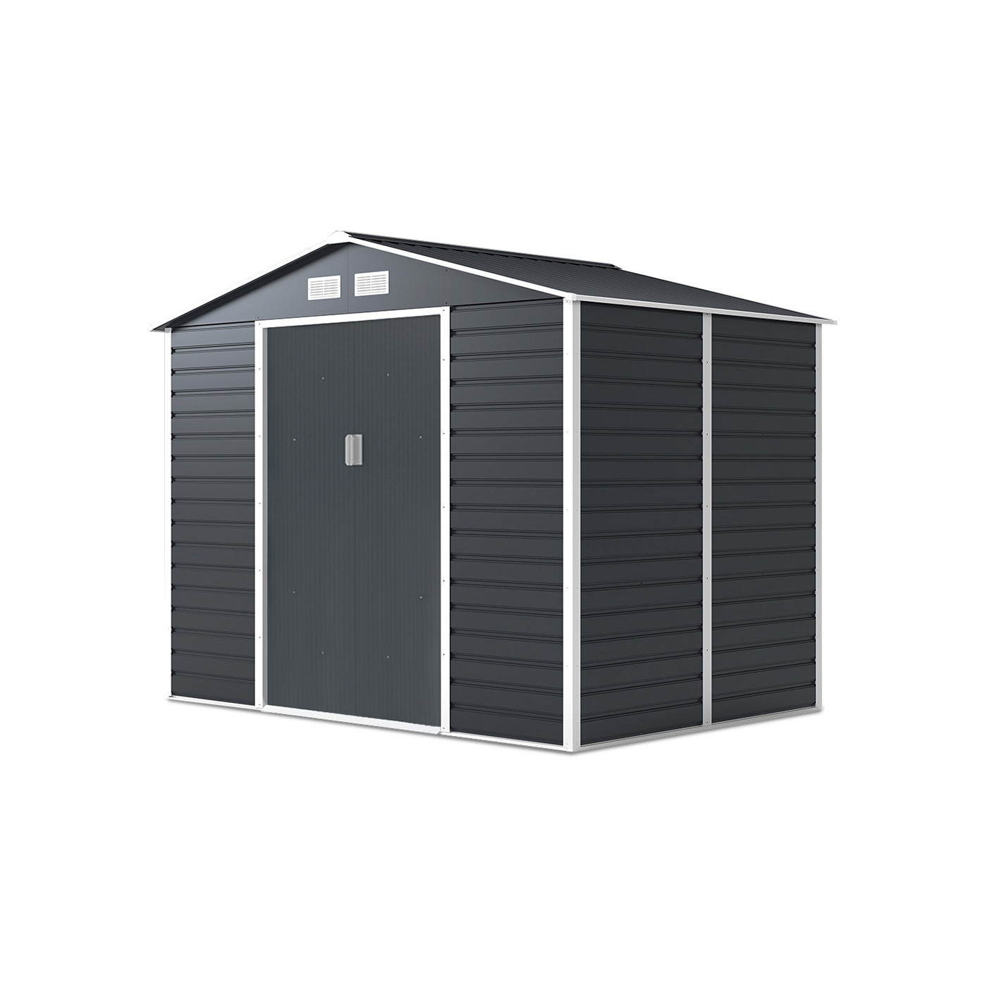 Widok na boczną ścianę domku narzędziowego MONTREAL 277x195cm