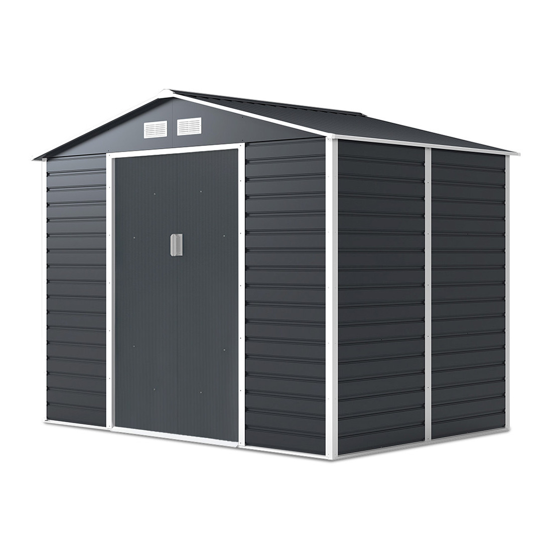 Widok na boczną ścianę domku narzędziowego MONTREAL 277x195cm