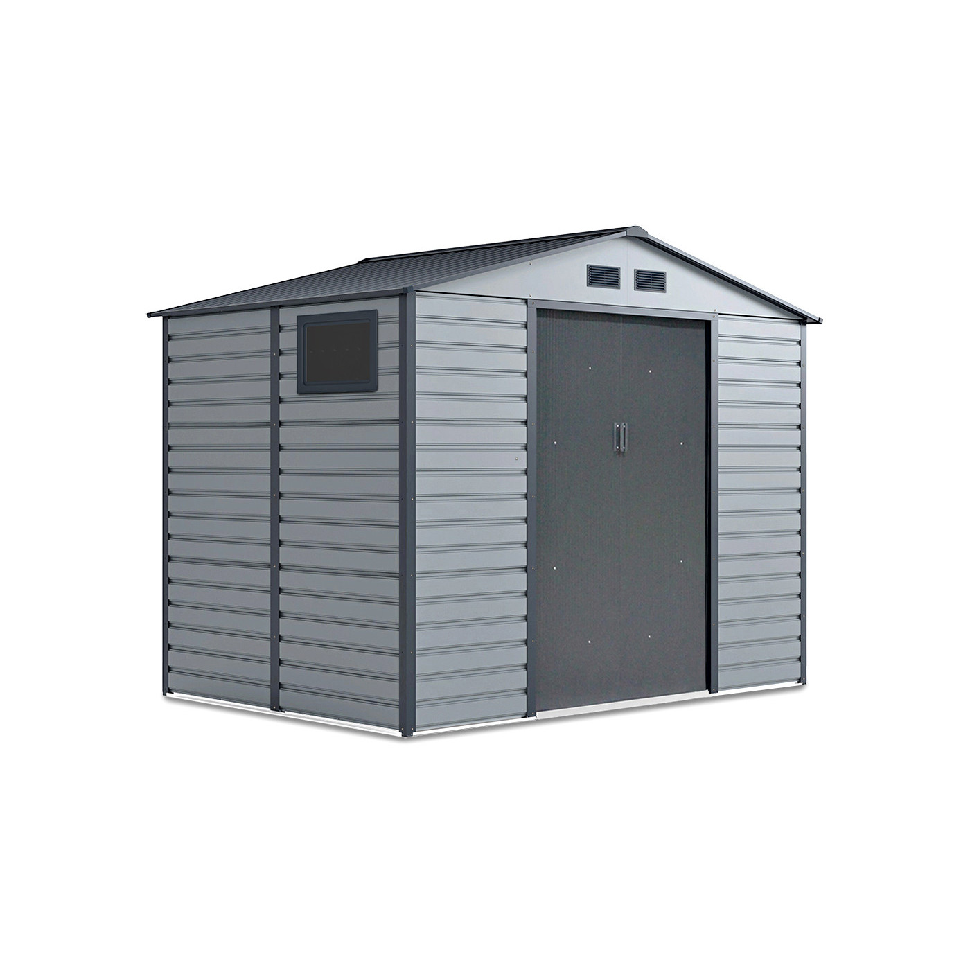 Widok z boku na domek ogrodowy Montreal 277x195cm Light Grey