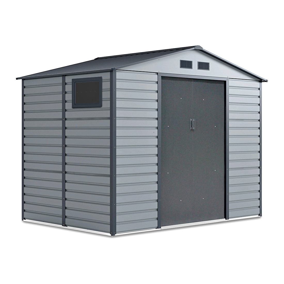 Widok z boku na domek ogrodowy Montreal 277x195cm Light Grey