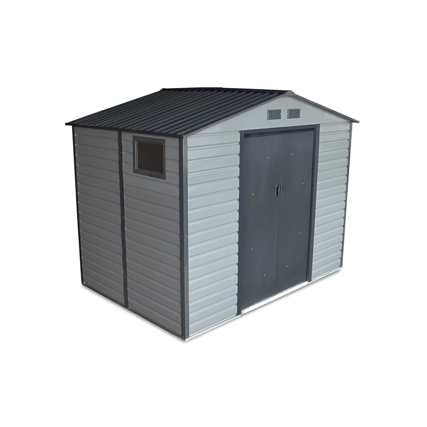 Widok z boku na domek ogrodowy Montreal 277x195cm Light Grey