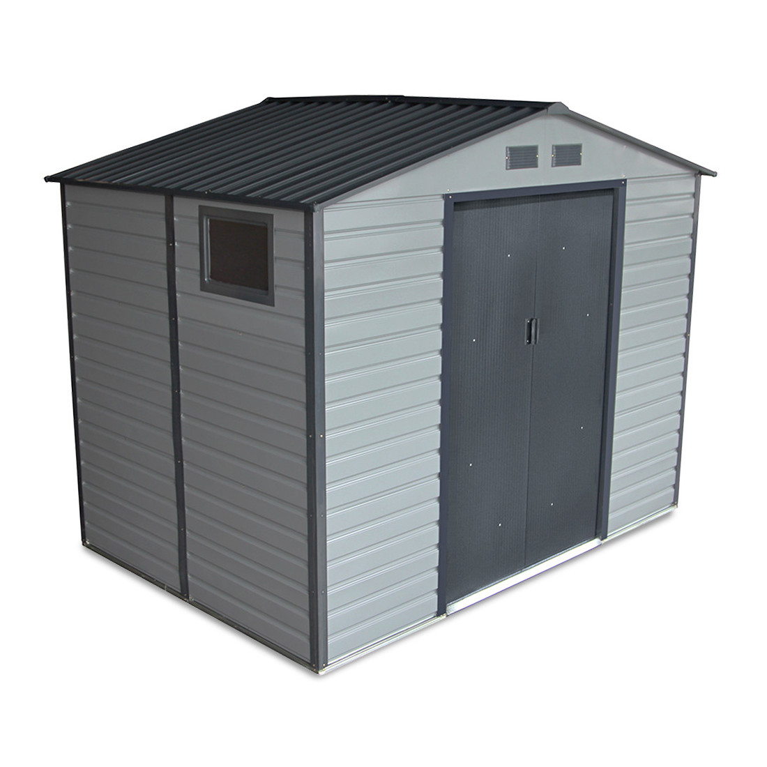 Widok z boku na domek ogrodowy Montreal 277x195cm Light Grey