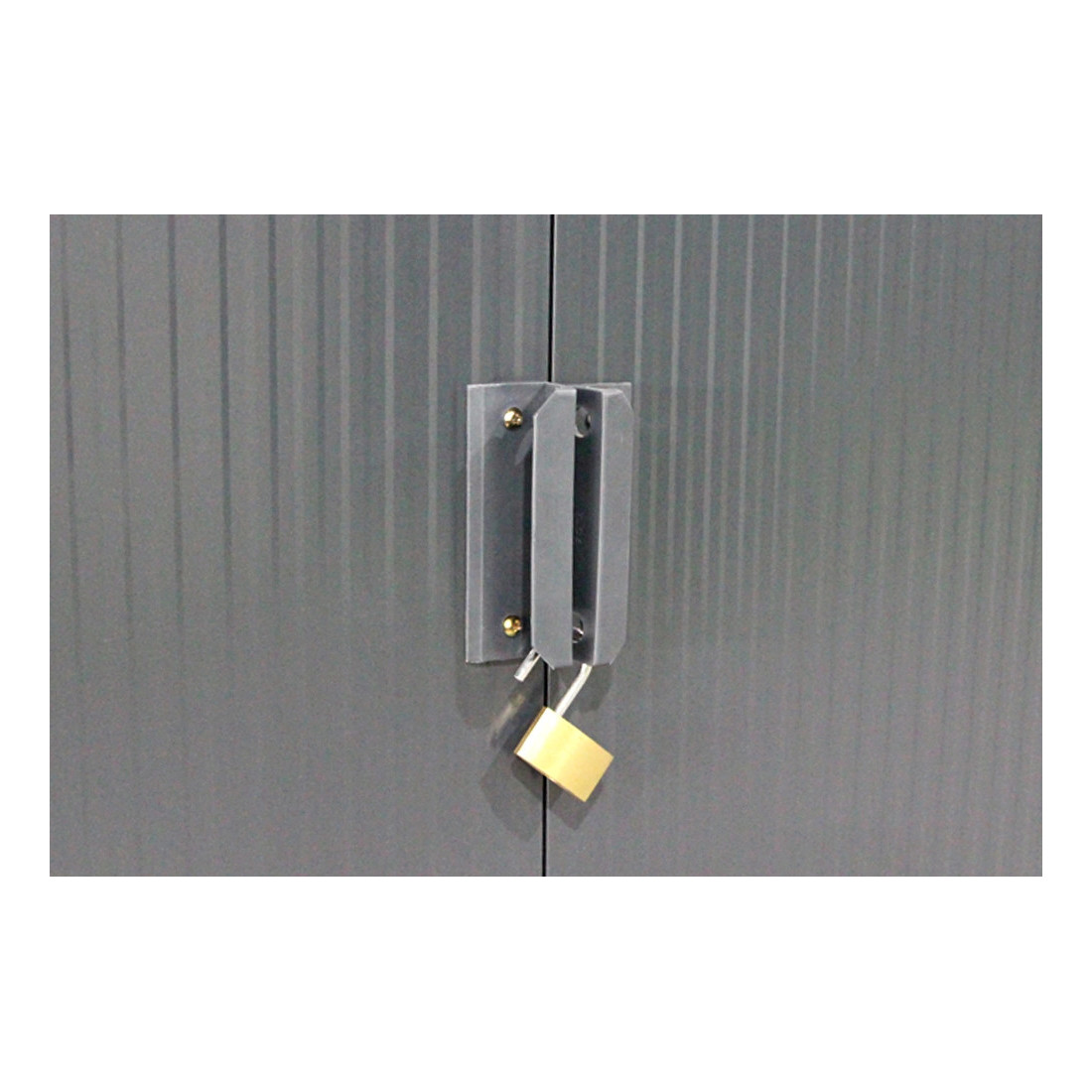 Zamek z kłódką na drzwiach domku na narzędzia MONTREAL 277x195cm