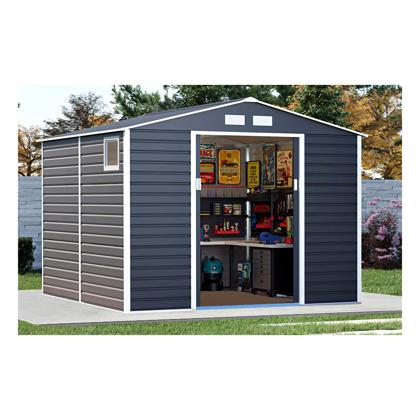 Aranżacja w ogrodzie domku na narzędzia Montreal 277x323cm Cold Grey