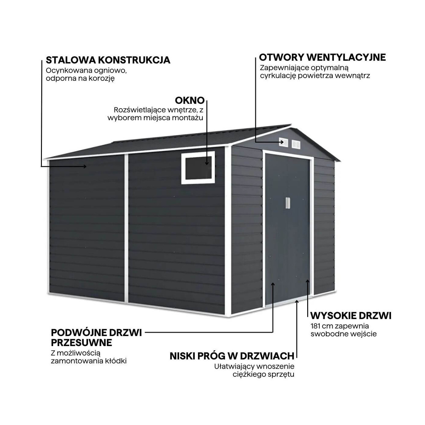 Grafika z cechami i detalami domku na narzędzia MONTREAL 277x323cm Cold Grey 