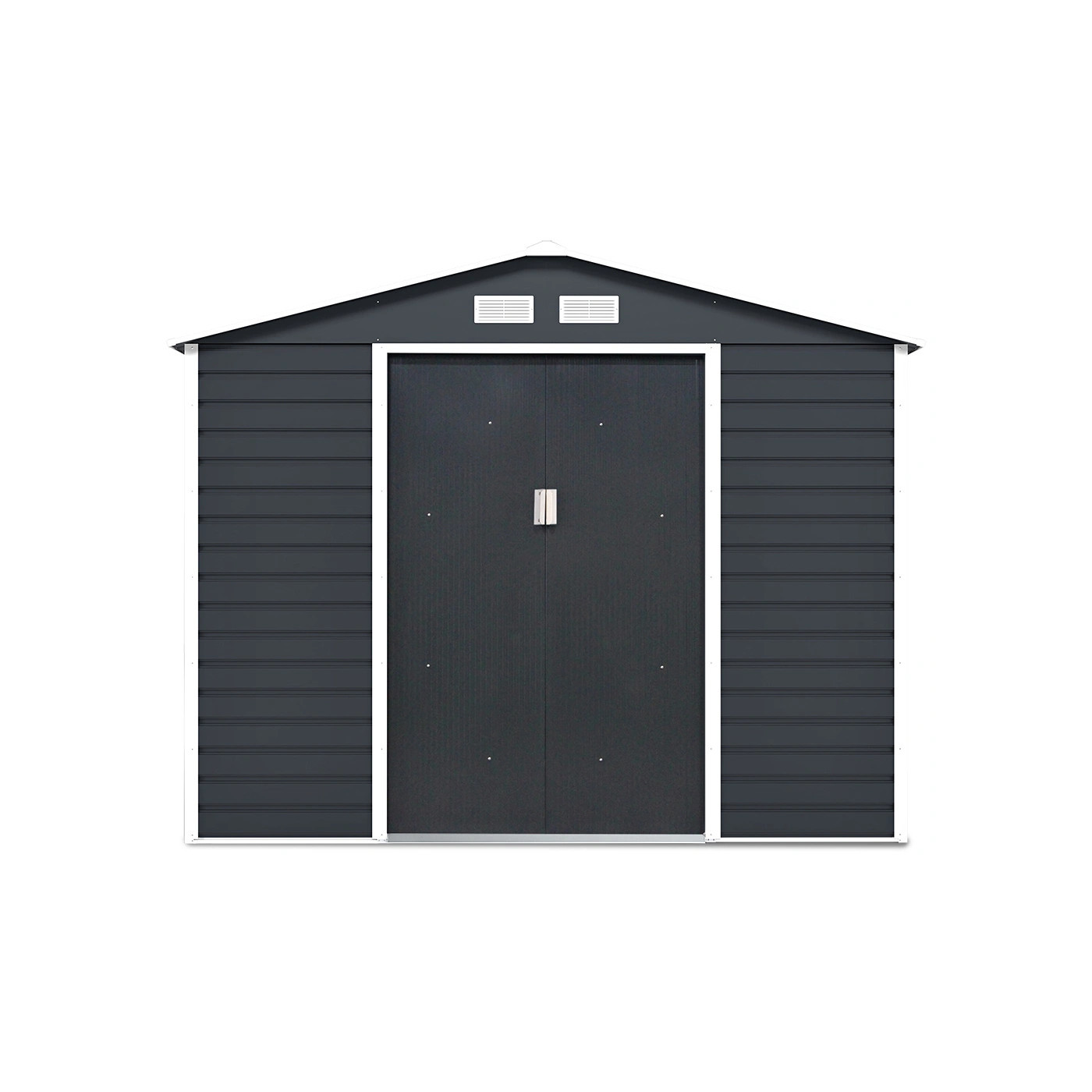 Widok na przednią ścianę domku na narzędzia Montreal 277x323cm