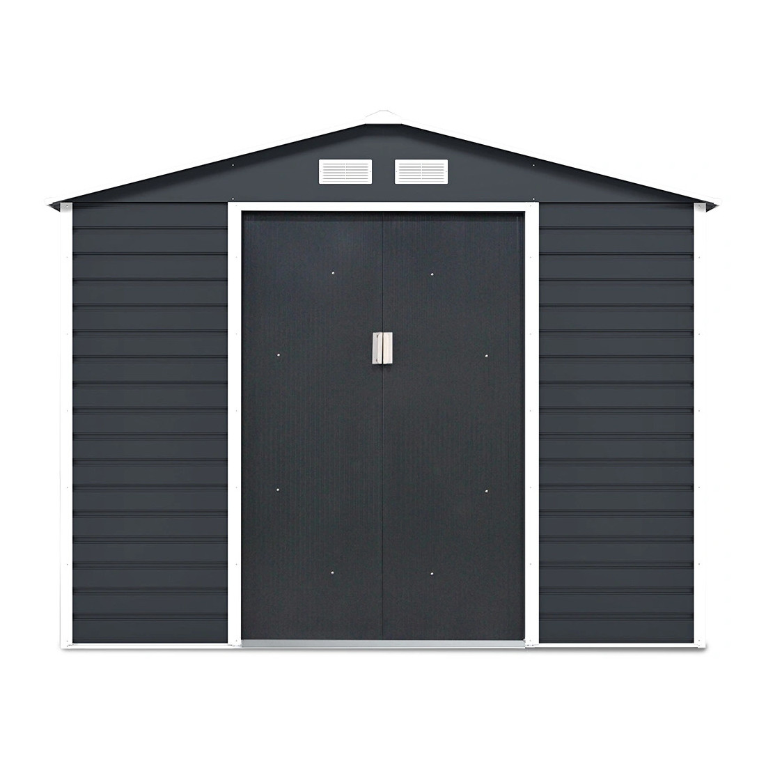 Widok na przednią ścianę domku na narzędzia Montreal 277x323cm