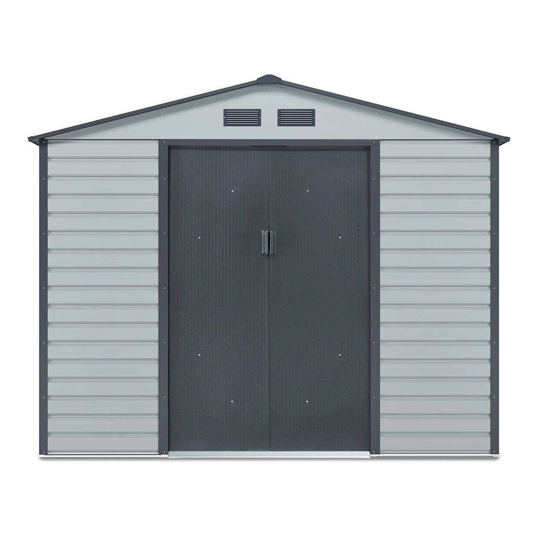 Widok na przednią ścianę  domku narzędziowego MONTREAL 277x323cm