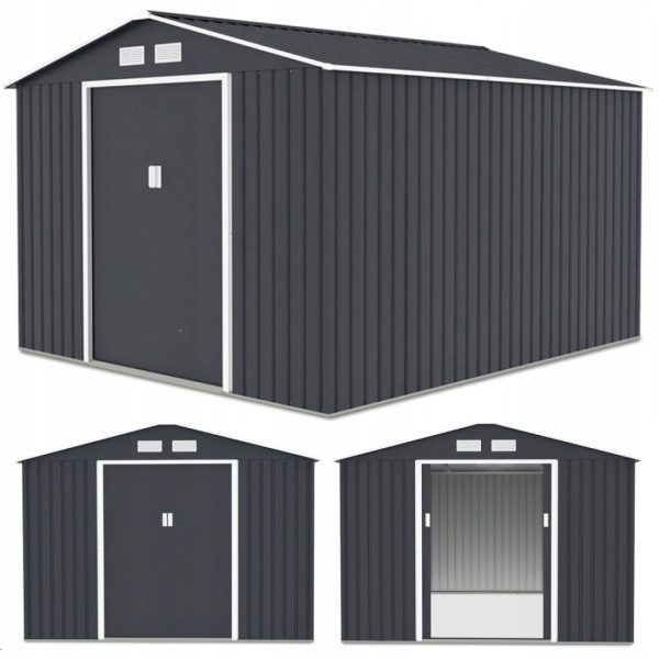 Rycina z widokiem na domek narzędziowy HUDSON z różnych perspektyw 