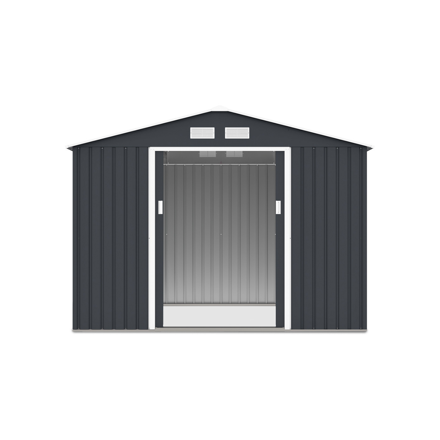 Widok na przód i wnętrze domku narzędziowego HUDSON 277x191