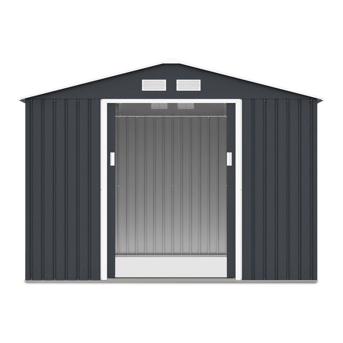 Widok na przód i wnętrze domku narzędziowego HUDSON 277x191