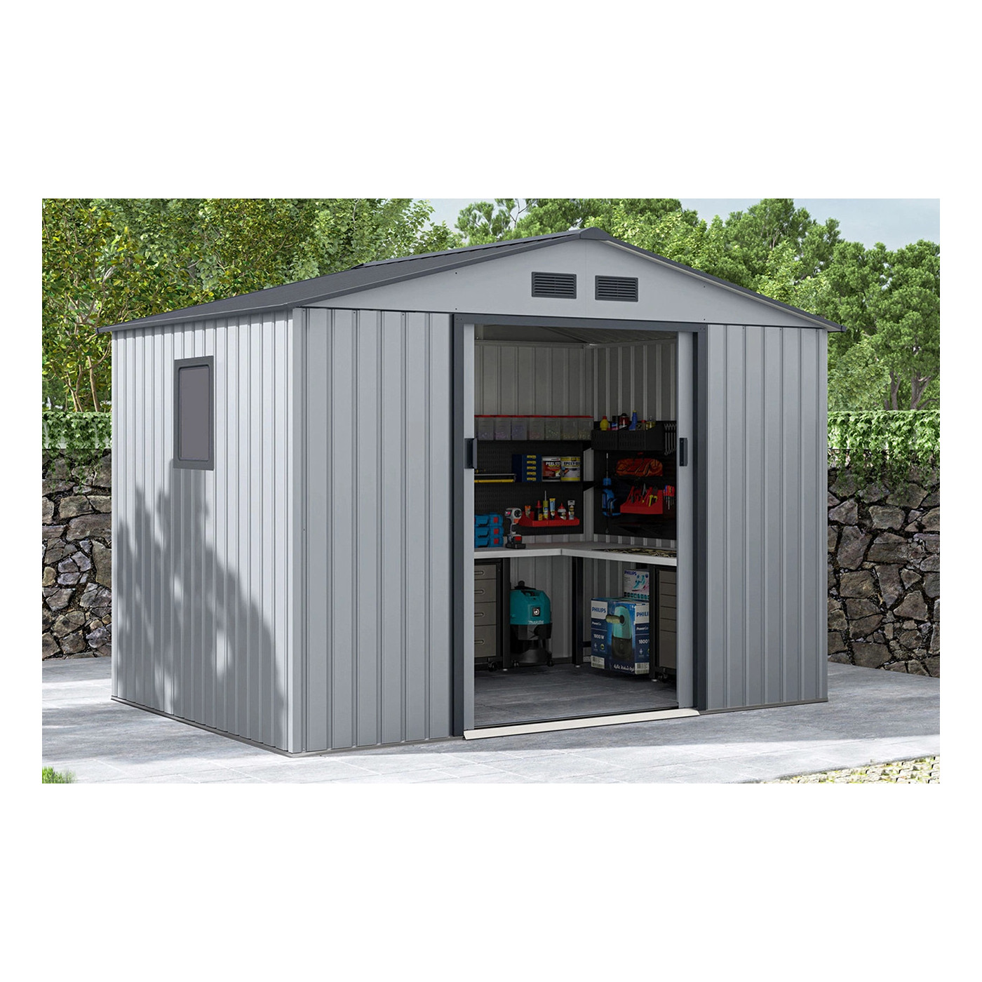 Aranżacja w ogrodzie domku na narzędzia HUDSON 277x191cm