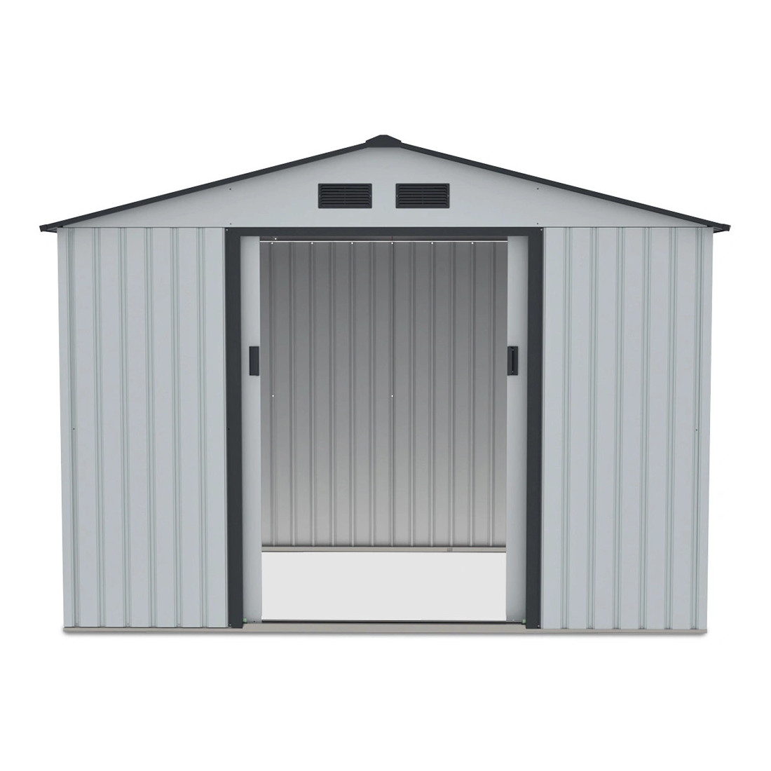 Widok na przód i wnętrze domku narzędziowego HUDSON