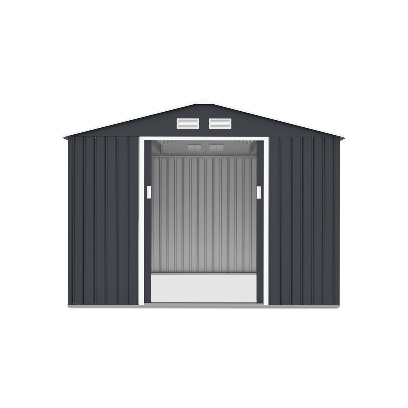 Widok na wnętrze domku narzędziowego HUDSON 277x255cm Cold Grey