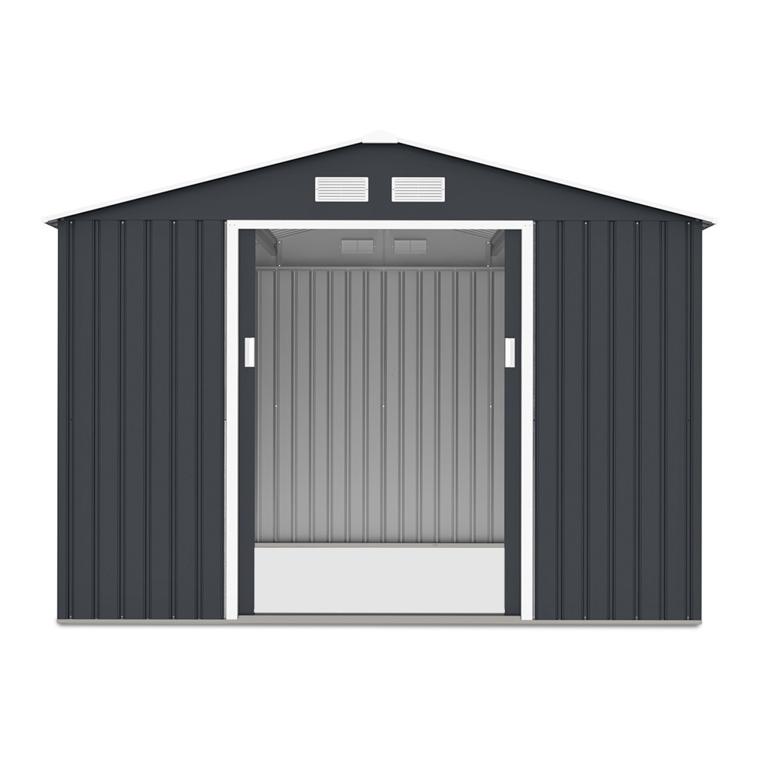 Widok na wnętrze domku narzędziowego HUDSON 277x255cm Cold Grey