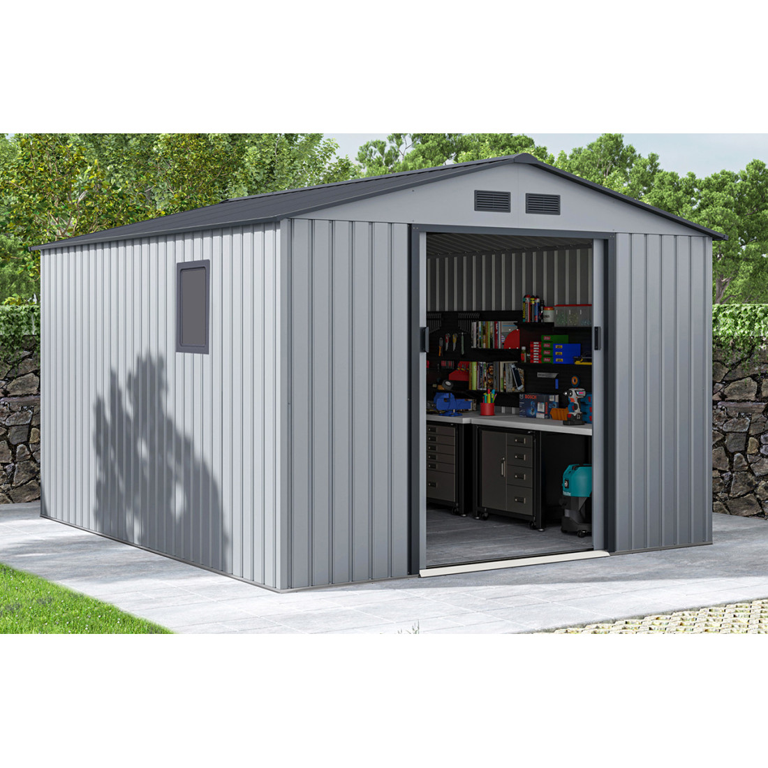 Rycina z wymiarami domku narzędziowego Hudson - Hardmaister