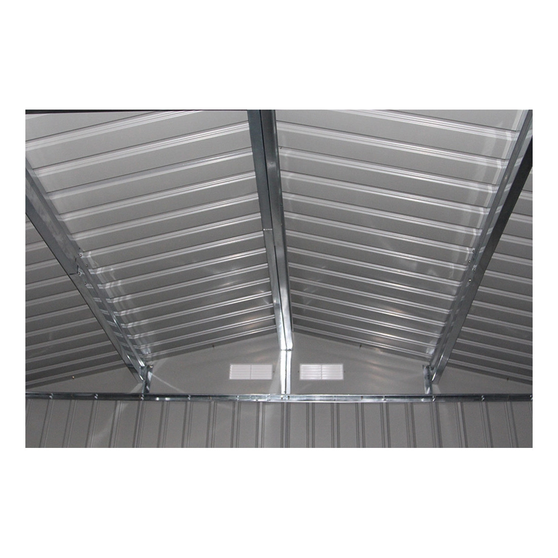 Metalowa konstrukcja dachu, wewnątrz domku na narzędzia Hudson 277x319cm