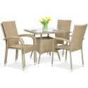 Zestaw ogrodowy technorattan FIESTA/LUGO 4+1 Beige z sztaplowanymi krzesłami