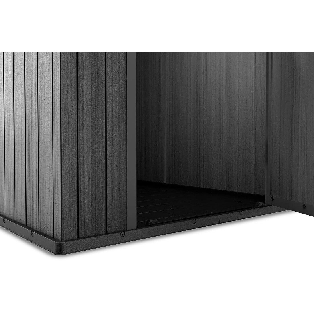 Zbliżenie na podłogę domku narzędziowego DARWIN 4x6 Keter