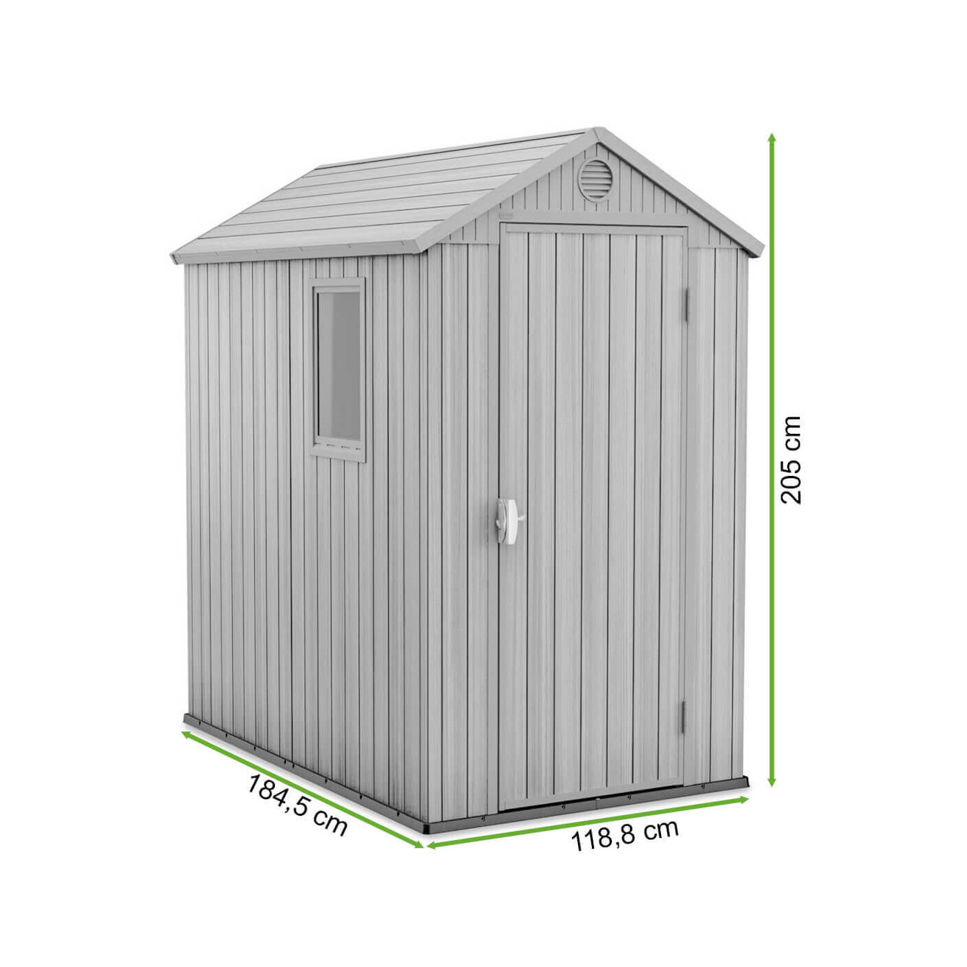 Rysunek z wymiarami narzędziowni DARWIN 4x6 od firmy Keter