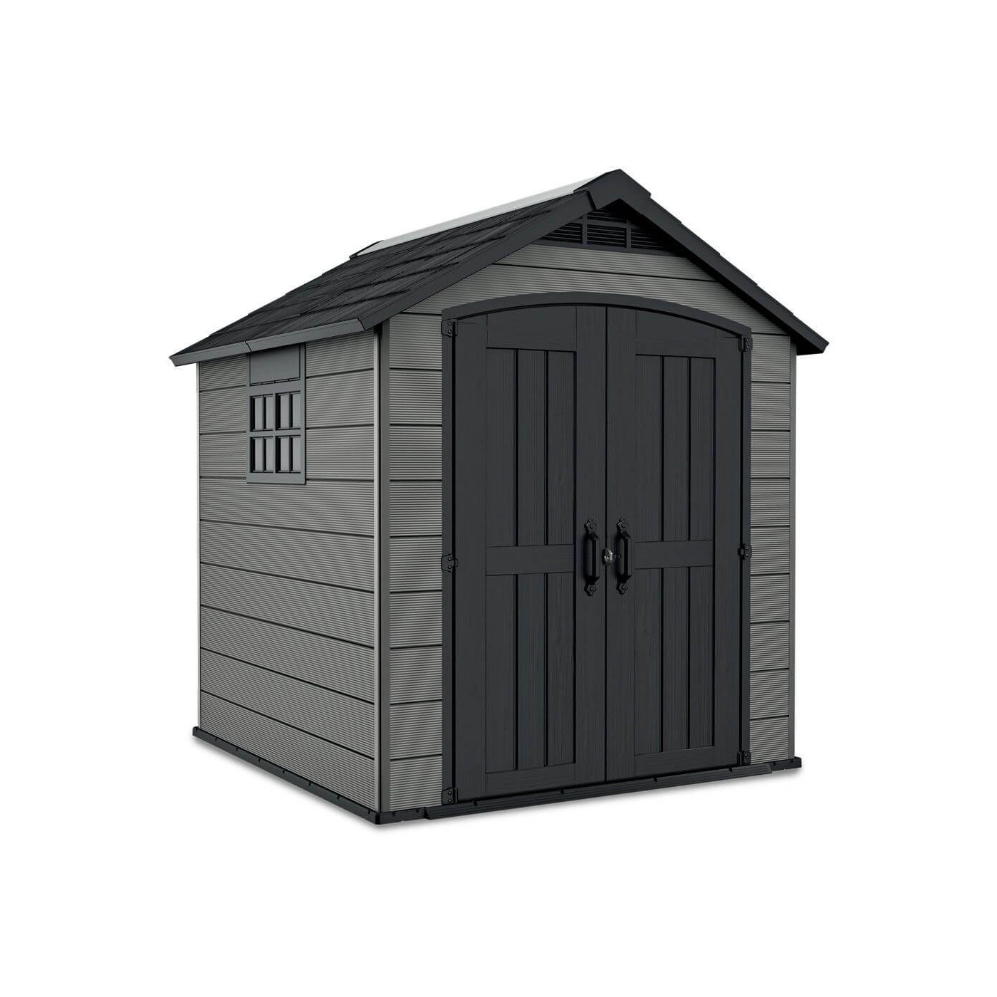 Antracytowy domek PREMIER 757 o wymiarach 228x223,5cm na narzędzia ogrodowe