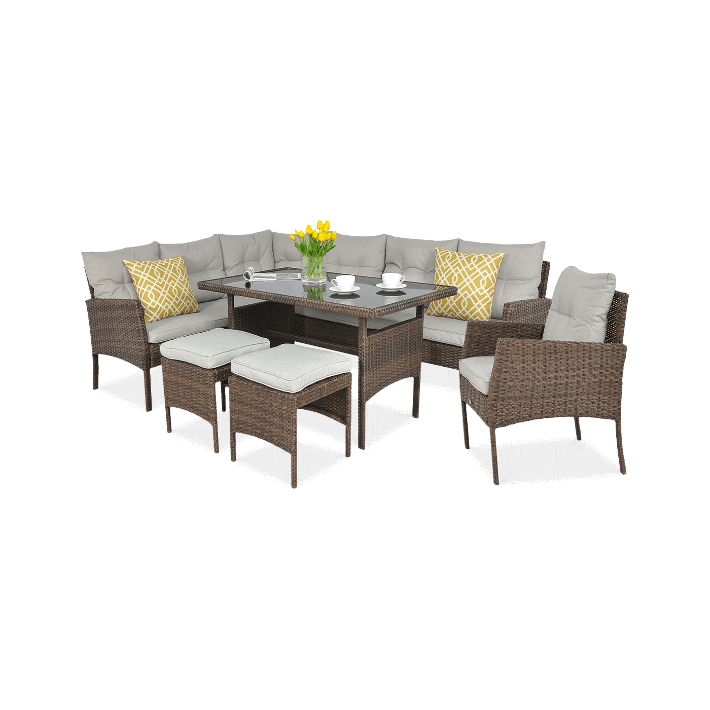 CORTINA CORNER SOFA + BROWN ARMCHAIR