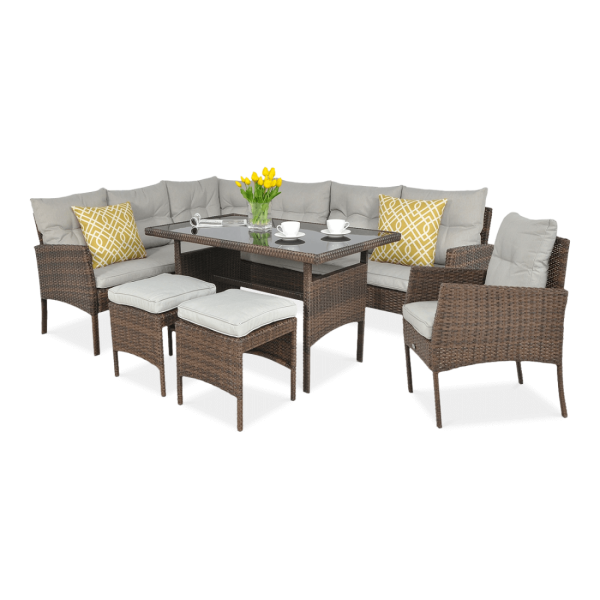 CORTINA CORNER SOFA + BROWN ARMCHAIR