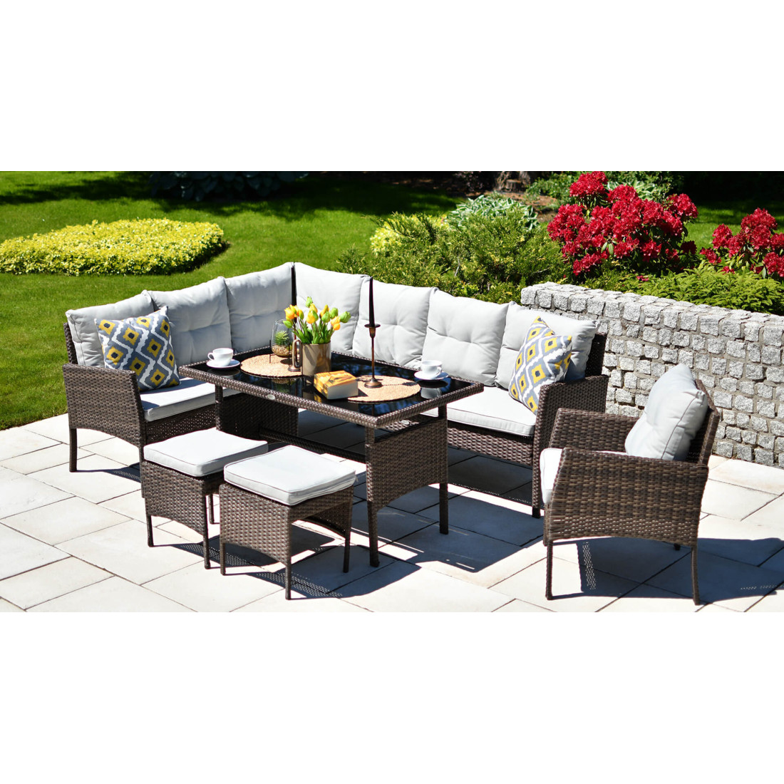 CORTINA CORNER SOFA + BROWN ARMCHAIR