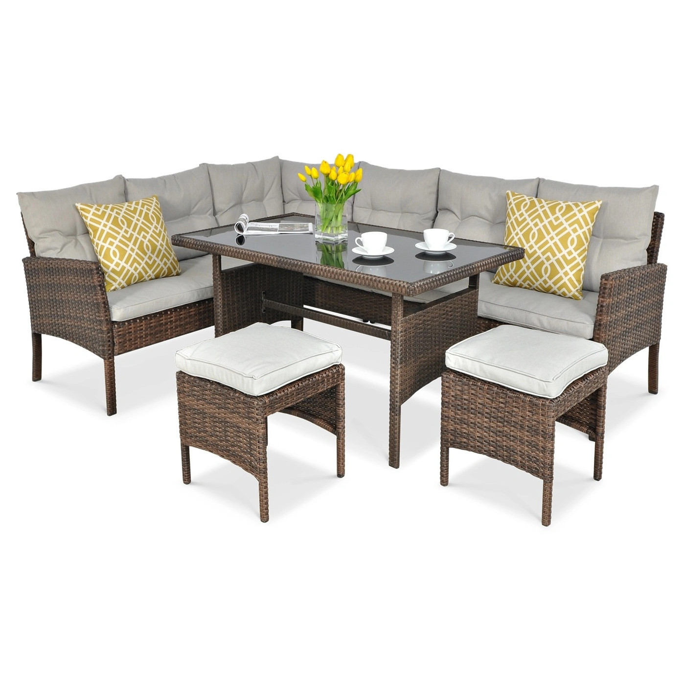 CORTINA CORNER SOFA + BROWN ARMCHAIR