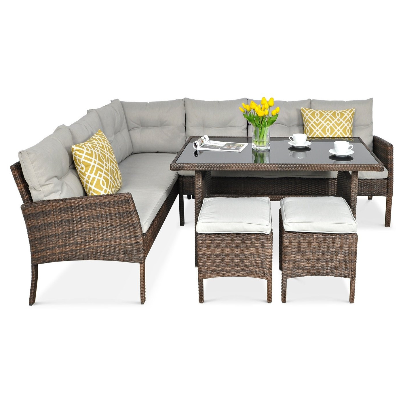 CORTINA CORNER SOFA + BROWN ARMCHAIR