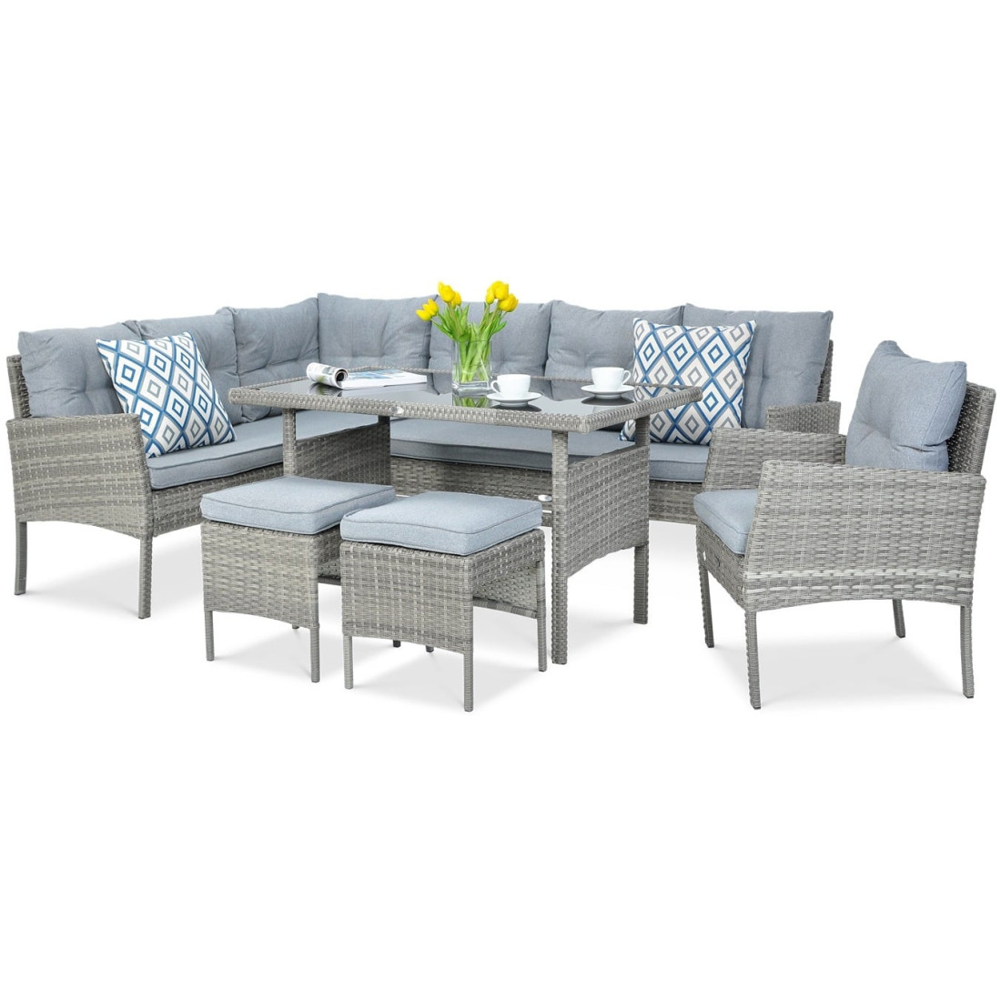 CORTINA NAROŻNIK+FOTEL DOLPHIN GREY