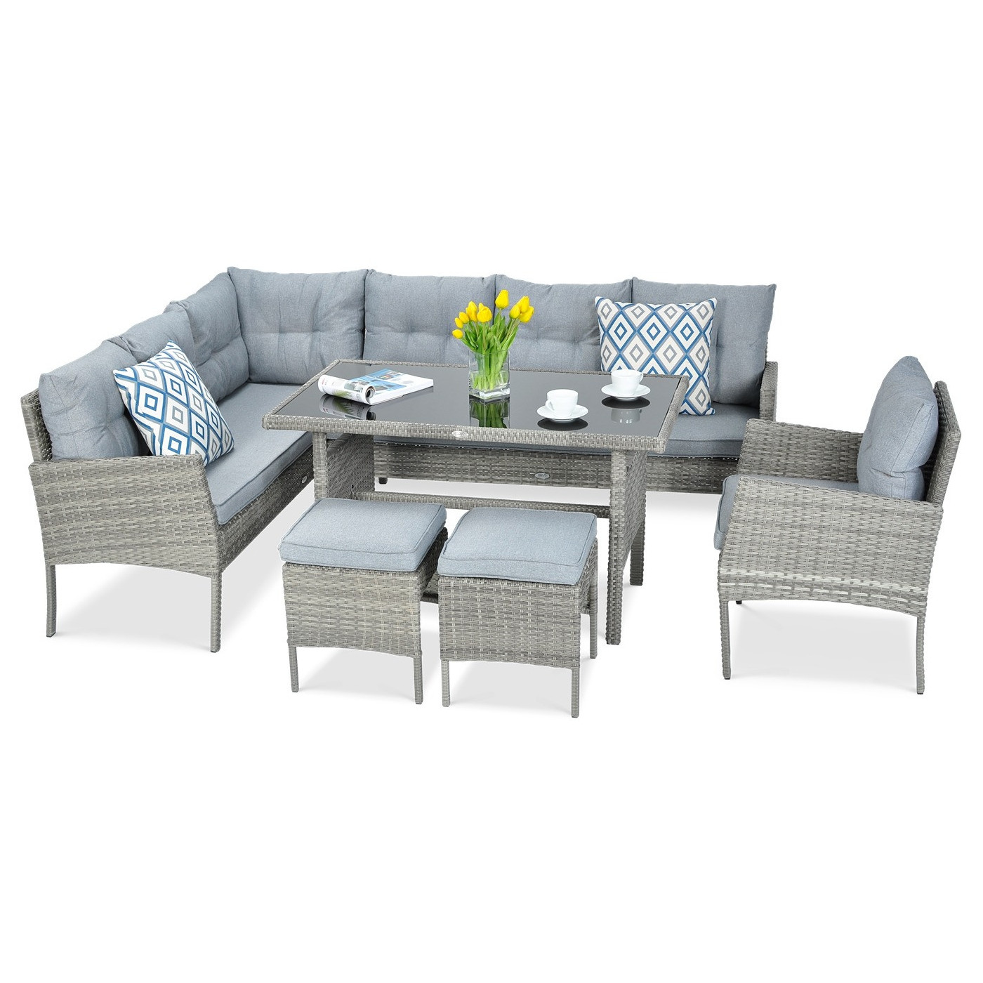 CORTINA CORNER SOFA + DOLPHIN GREY ARMCHAIR