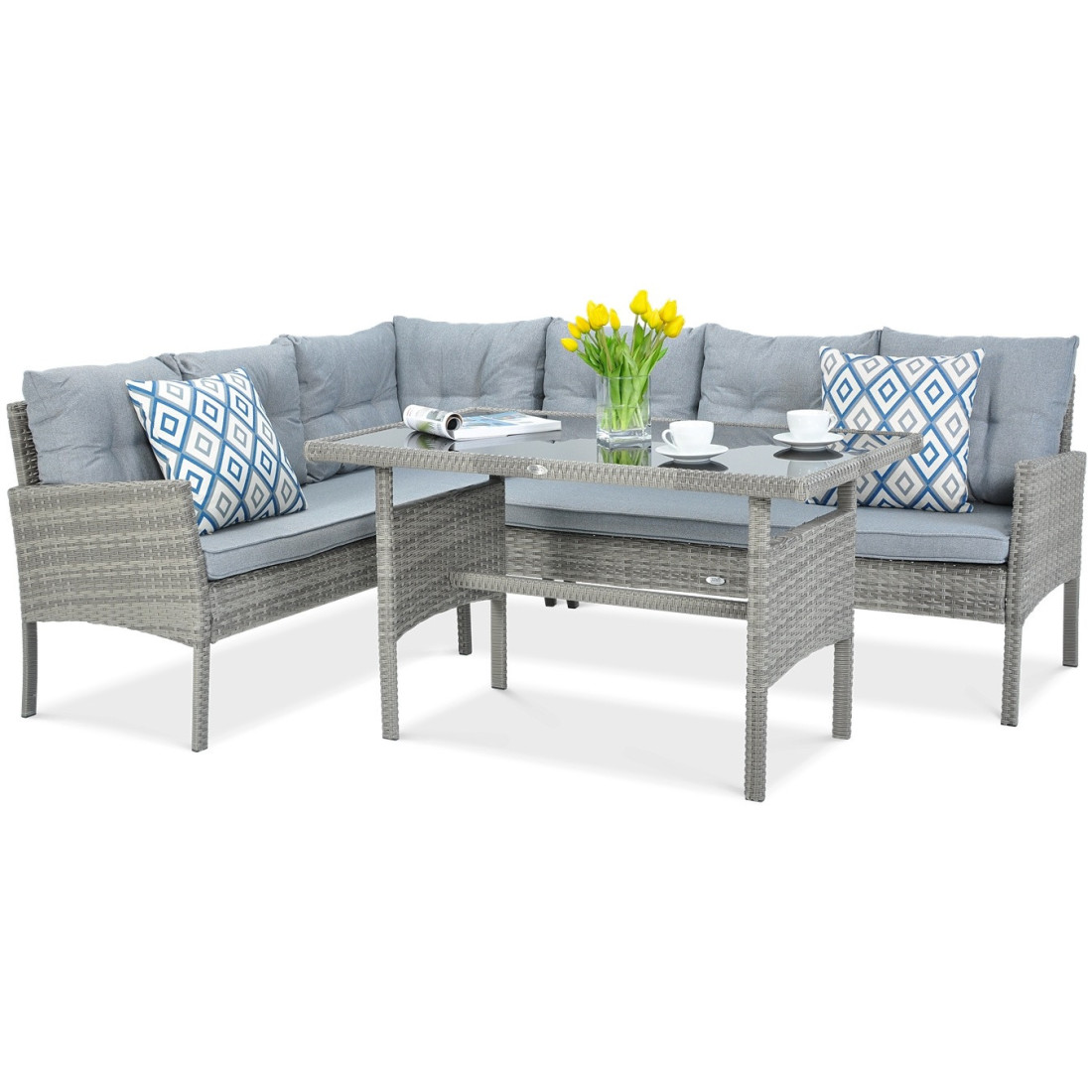 CORTINA NAROŻNIK+FOTEL DOLPHIN GREY