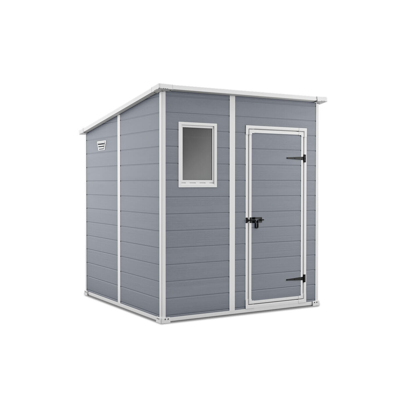 Szary domek MANOR PENT o wymiarach 183,5x185cm na narzędzia ogrodowe