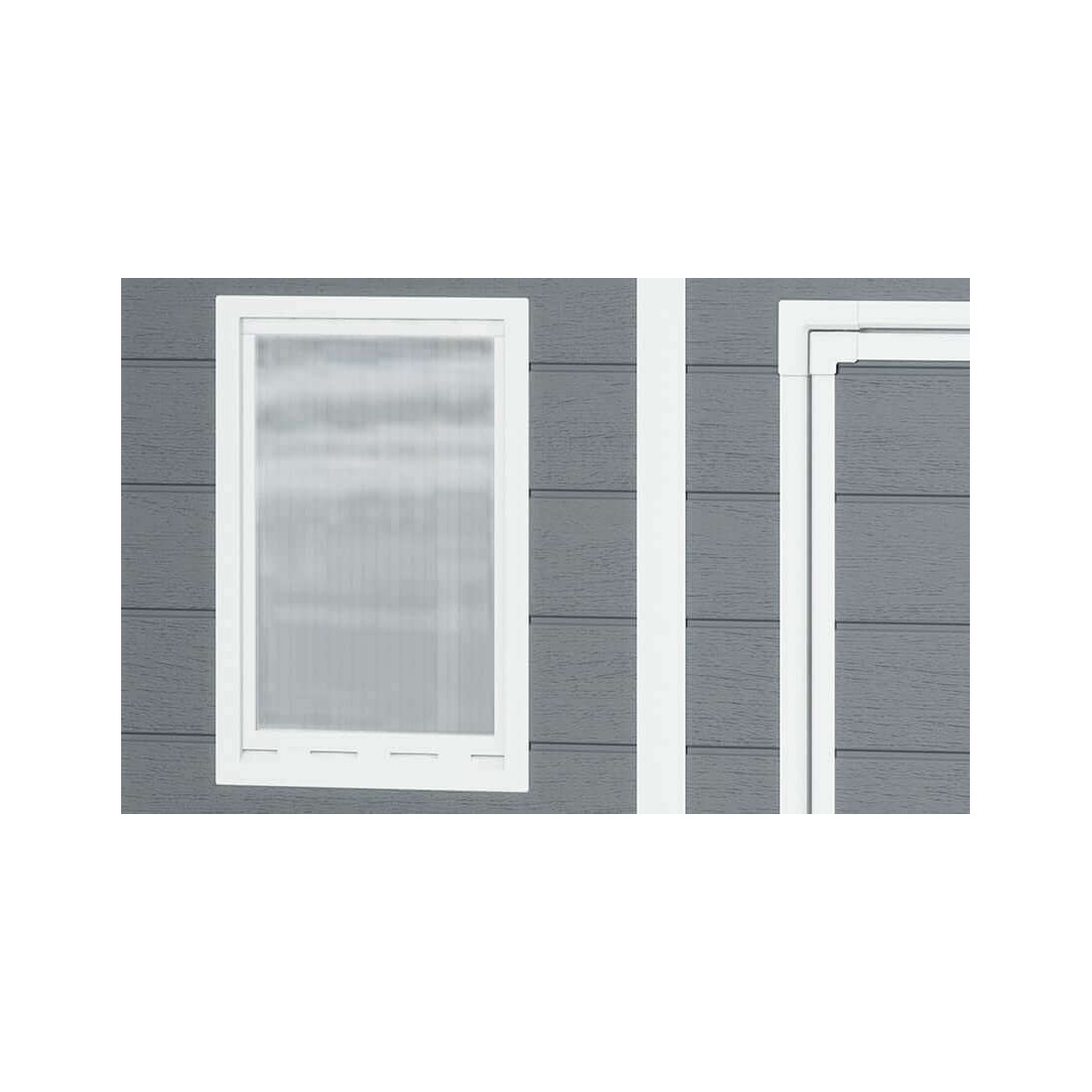 Zbliżenie na okno znajdujące się w narzędziowni