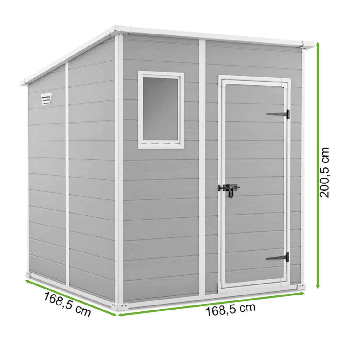 Rysunek z wymiarami narzędziowni MANOR PENT 6x6 od firmy Keter